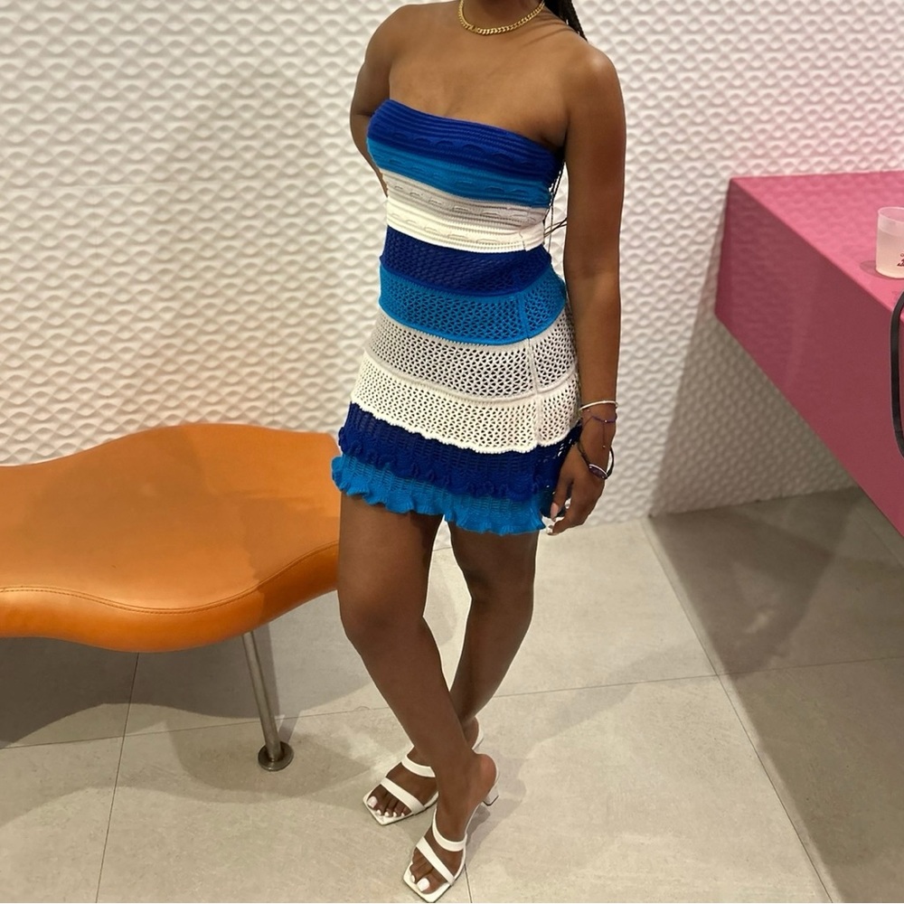 Blue/White Crochet Dress - Small - Mint condition